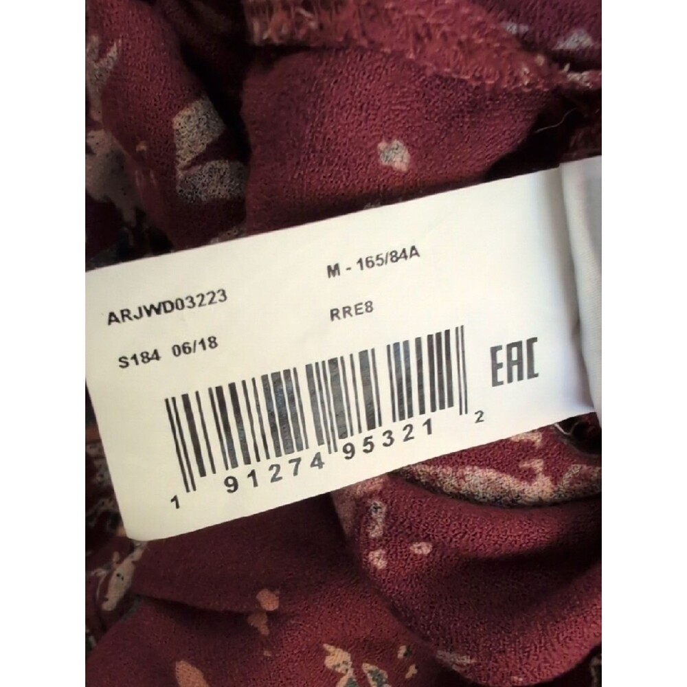 Roxy Retro Poetic Romantic Floral V-Neck Midi Dress Burgundy Maroon - Size M - Picture 14 of 14